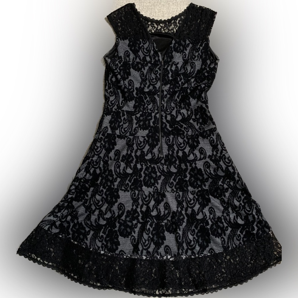 New York & Company Black Lace Overlay Dress
